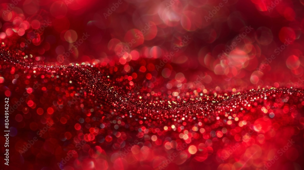 Detailed view of a vibrant red glitter background with a blurred effect Detailed view of a vibrant red glitter background with a blurred effect