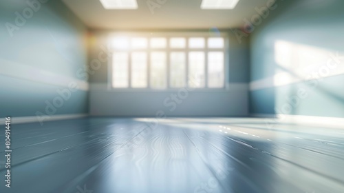 A room devoid of furniture or people, featuring windows and a bare floor