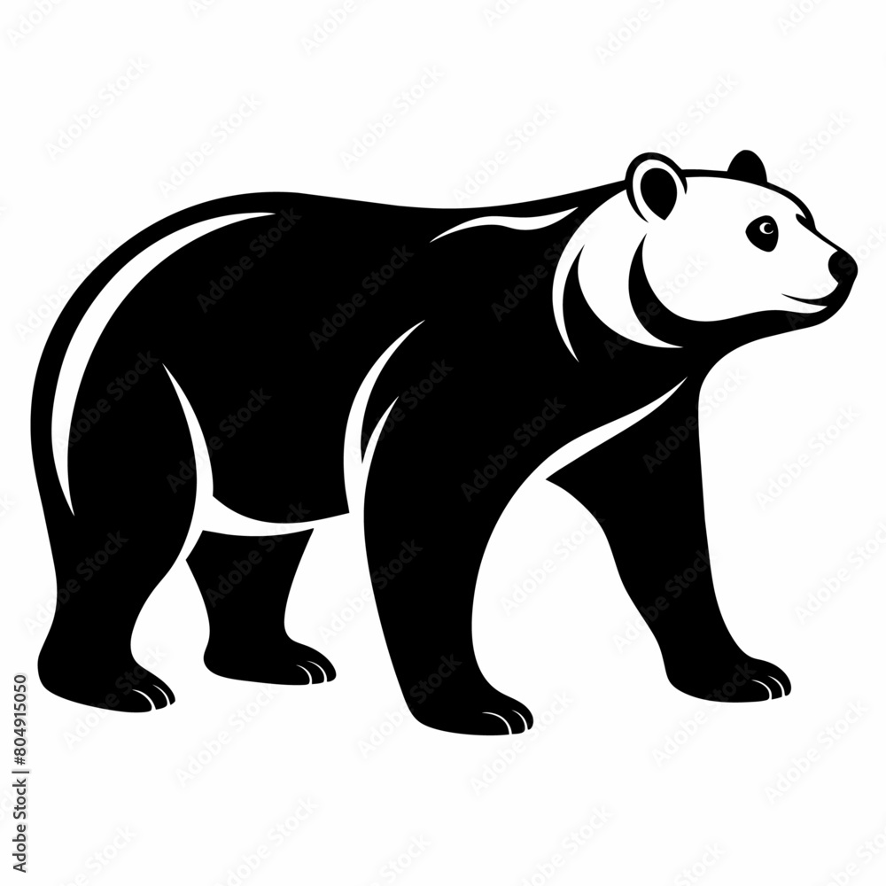 Fototapeta premium A polar Bear Walking vector silhouette, flat style black color illustration, isolated white background (16)