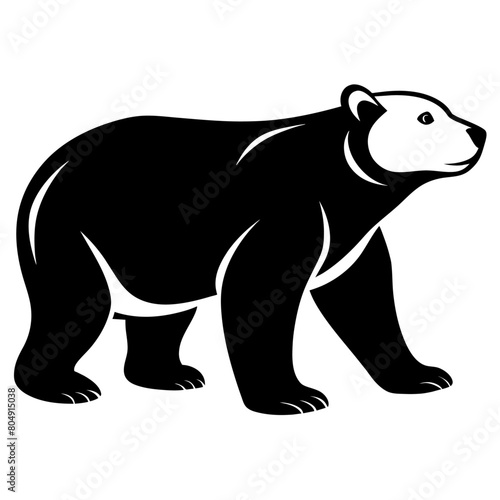 A polar Bear Walking  vector silhouette  flat style black color illustration  isolated white background  14 