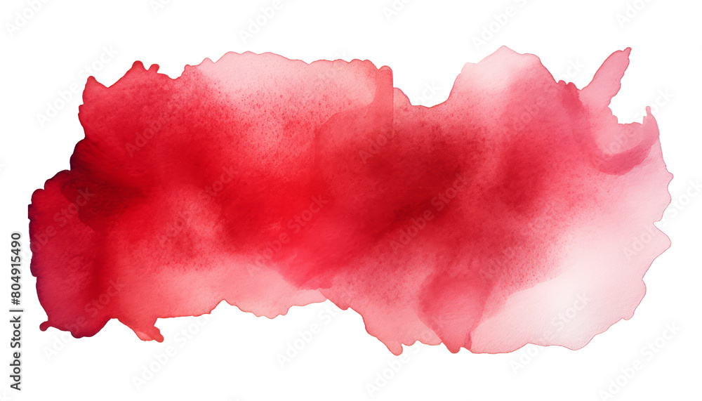 red watercolor splashes isolated on transparent background cutout