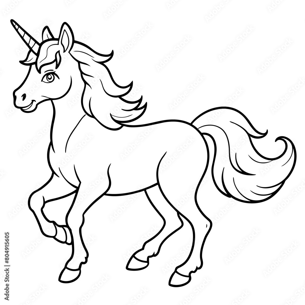 unicorn dash  coloring book page line art, outline, vector illustration, isolated white background (12)