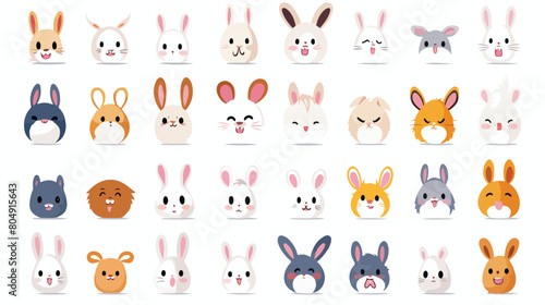Fototapeta Naklejka Na Ścianę i Meble -  Cute rabbit animal emotions tiny rabbit with emoji 