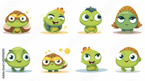 Cute turtle animal emotions tiny turtle with emoji co