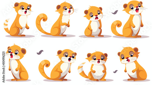 Cute Weasel animal emotions tiny Weasel with emoji co © Mishab