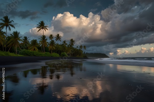 Serene Lake at Sunset Captivating Landscape with Clouds Reflecting in Water  Beautiful Sunrise Over a Calm Lake Nature s Tranquil Morning with Trees and Mountains  Stunning Sunset Sky Reflected 