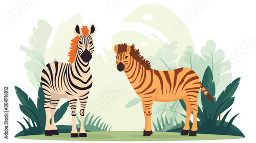 cute wild animals horse donkey zebra Safari jungle 