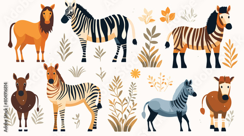 cute wild animals horse donkey zebra Safari jungle 