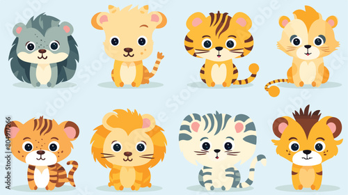 cute wild animals Lion tiger leopard Safari jungle an