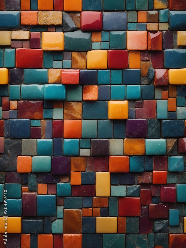 Elegant beautiful colorful wall with tiles Elegant beautiful colorful wall with tiles