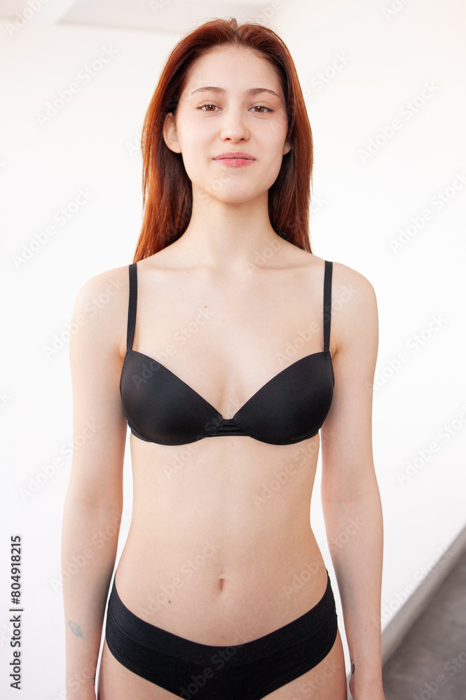Obraz premium woman . studio polaroid. Snapshoot for model agency
