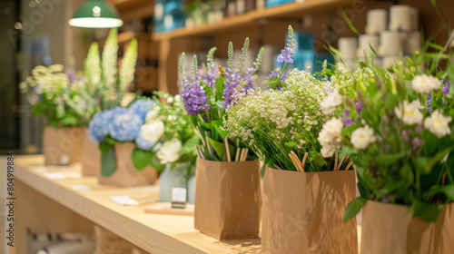 Eco-Friendly Packaged Flowers in Store