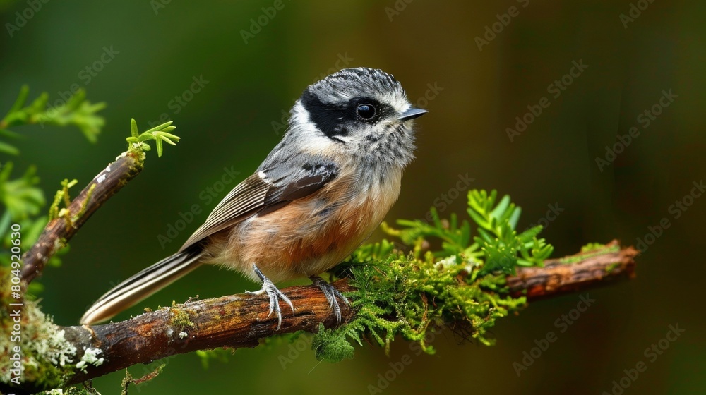 Fototapeta premium Bird perched on flowering branches 