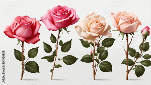 several pink and light yellow roses on a white background.

 photo