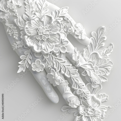 Focusing on the intricate patterns of henna on the bride's hands. Close-up shots highlighting the intricate designs of bridal henna in a wedding theme with an isolated white background in 3D flat icon