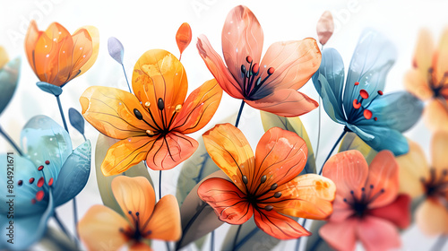 3D Flat Icon: Vibrant Hand-Painted Watercolor Bouquet Close-Up for Mother's Day Gift © Gohgah