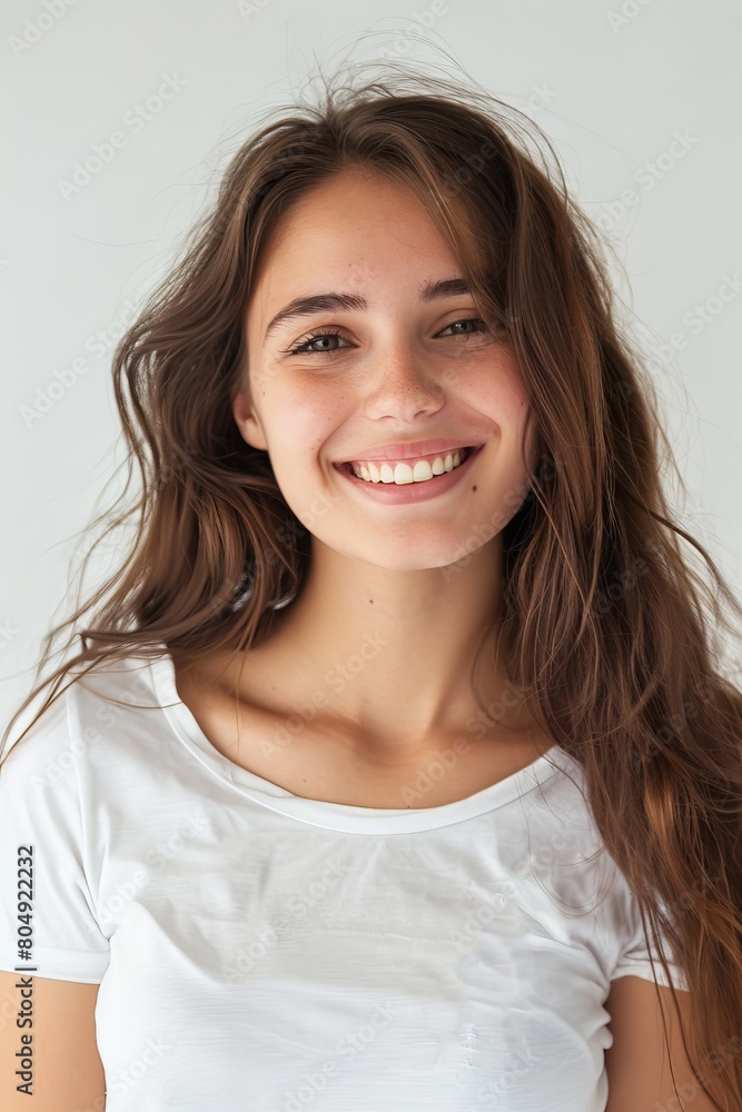 Close up portrait of a woman isolated on white background Close up portrait of a woman isolated on white background