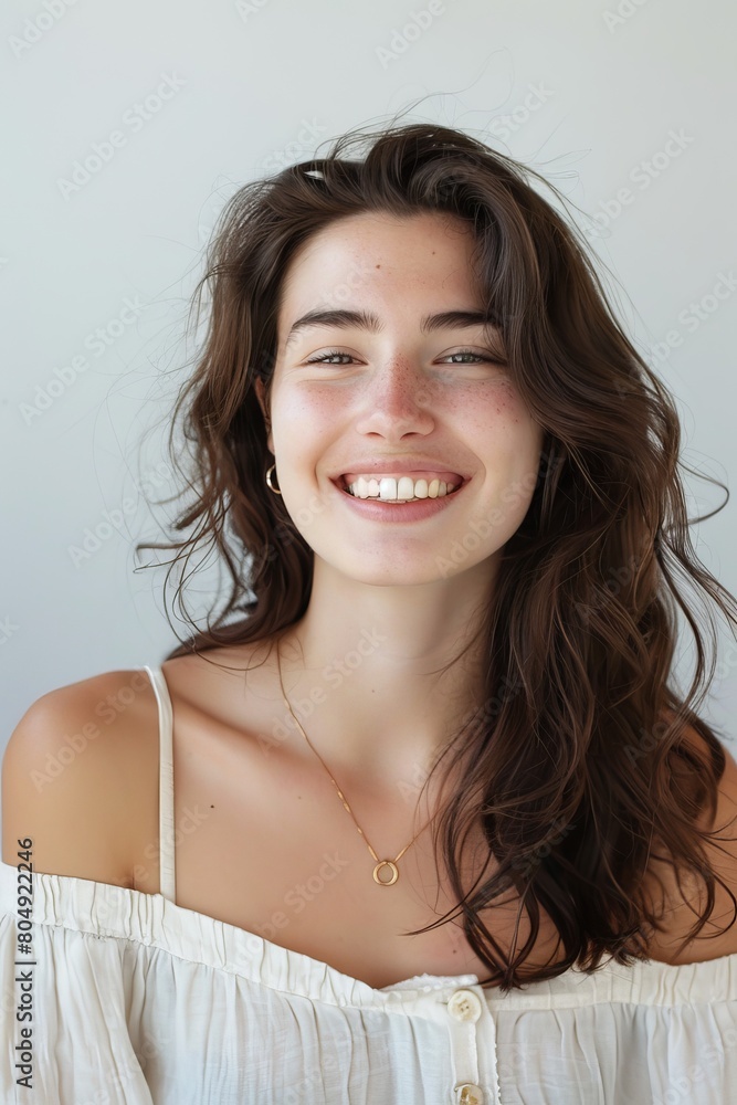 Close up portrait of a woman isolated on white background Close up portrait of a woman isolated on white background