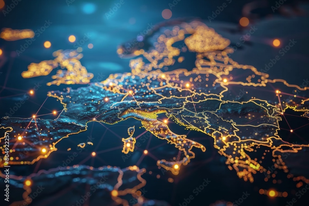 Digital Map of Europe Network Technology created with Generative AI Digital Map of Europe Network Technology created with Generative AI