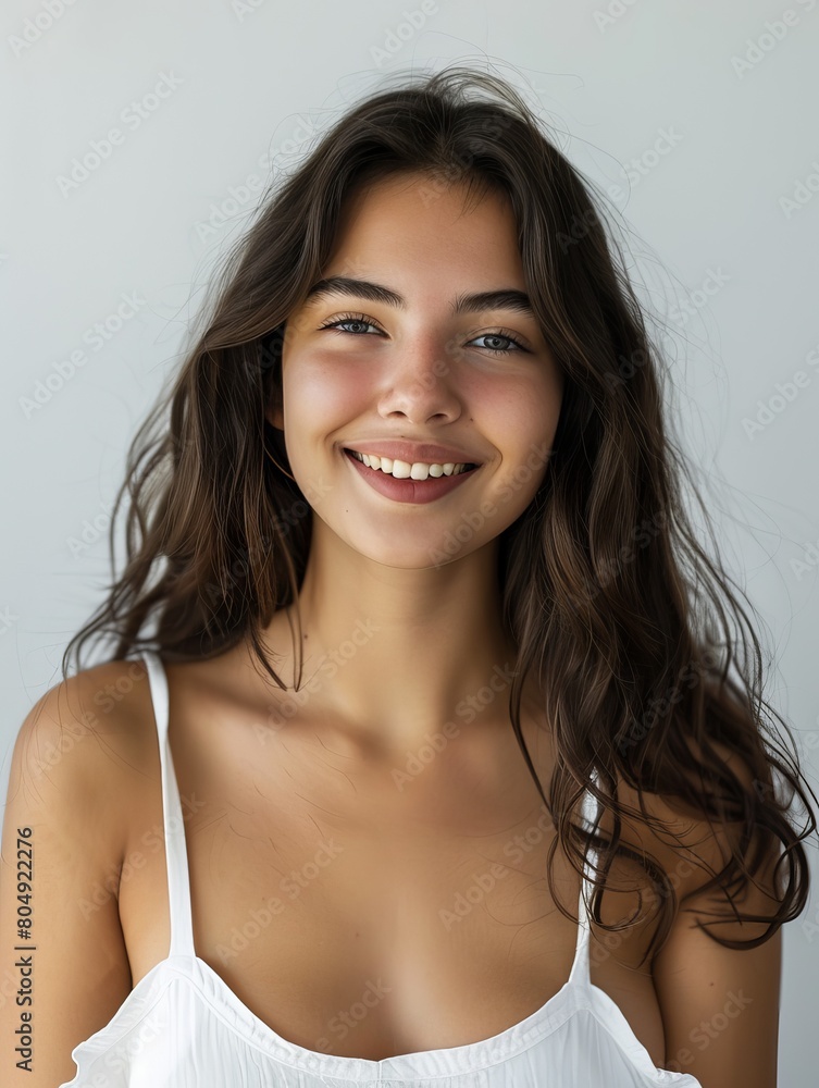 Close up portrait of a woman isolated on white background Close up portrait of a woman isolated on white background