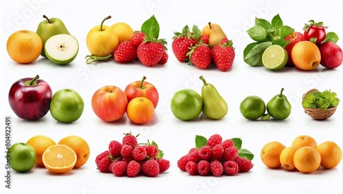 Fruits and vegetables collection isolated on white background