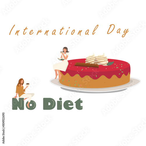 No Diet Day banner. International holiday banner with text. 