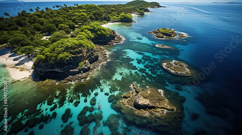 Beautiful Remote Island Aerial View Seascape Background