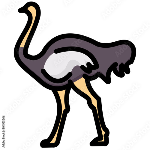 ostrich filled outline vector icon
