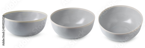 White ceramic bowl isolated on a transparent background.
