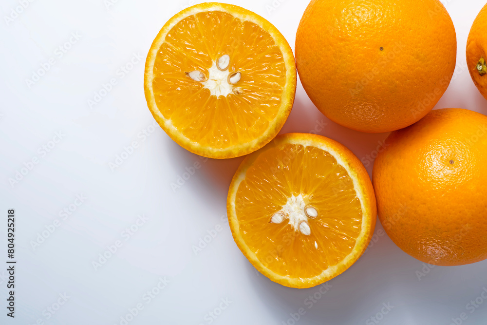 Fresh orange fruit isolated on white background with copy space for text. Fresh orange fruit isolated on white background with copy space for text.