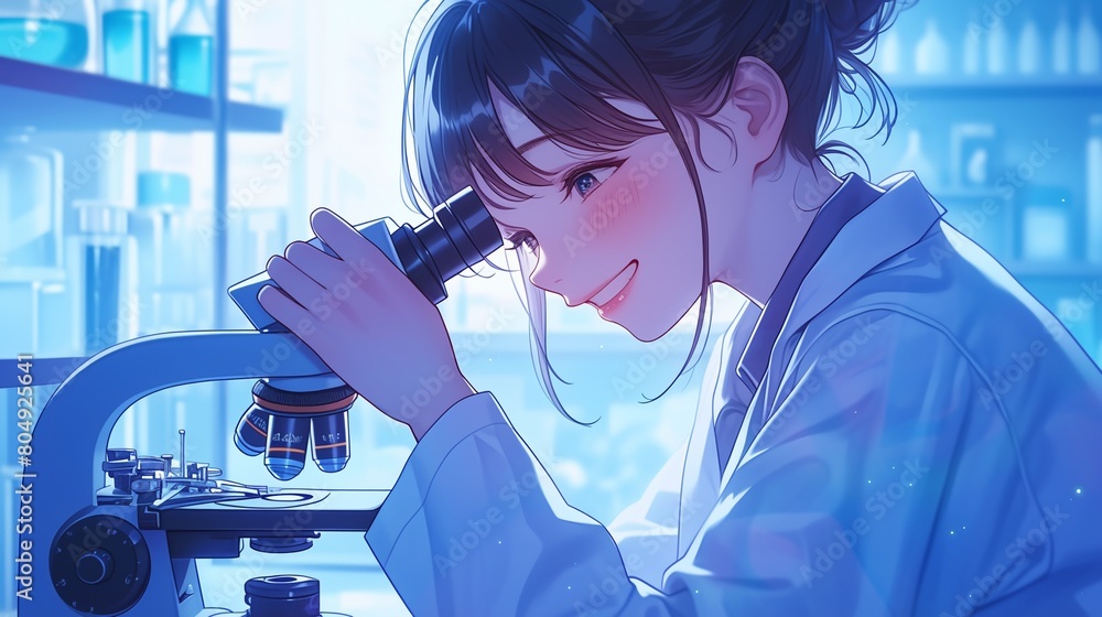 顕微鏡を覘く女性研究者10 顕微鏡を覘く女性研究者10