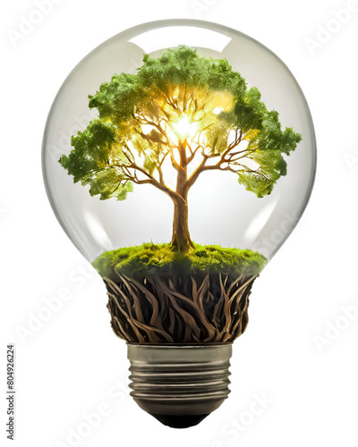 Clear glass bulb with glowing tree on inside 