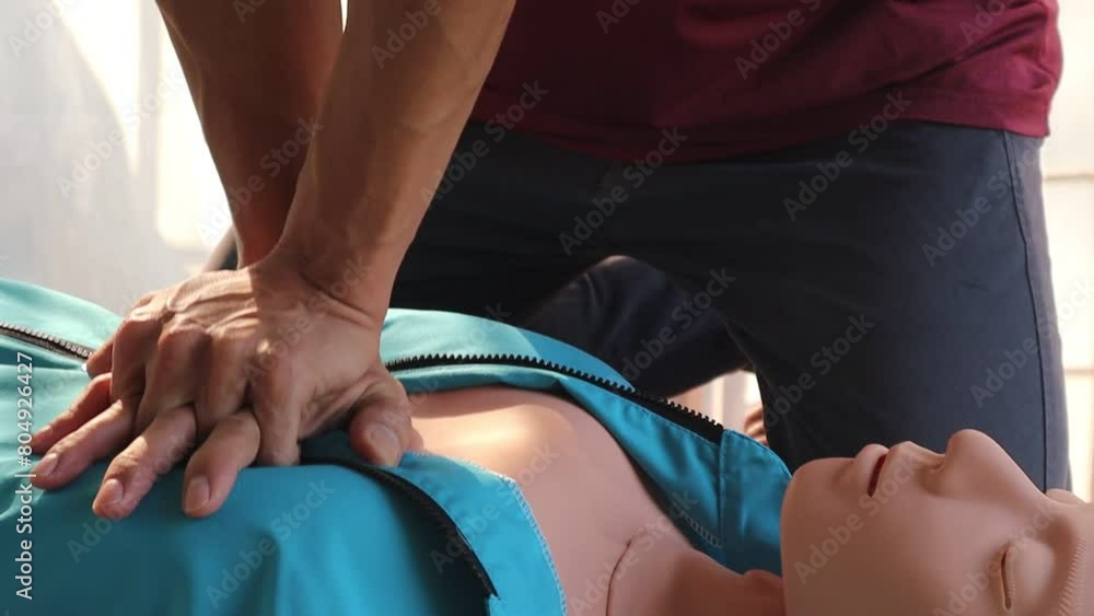 Close-up of CPR on doll's hand (Cardiopulmonary Resuscitation) A resuscitation technique used in emergencies to resuscitate a person who has stopped breathing or whose heart has stopped beating. Close-up of CPR on doll's hand (Cardiopulmonary Resuscitation) A resuscitation technique used in emergencies to resuscitate a person who has stopped breathing or whose heart has stopped beating.