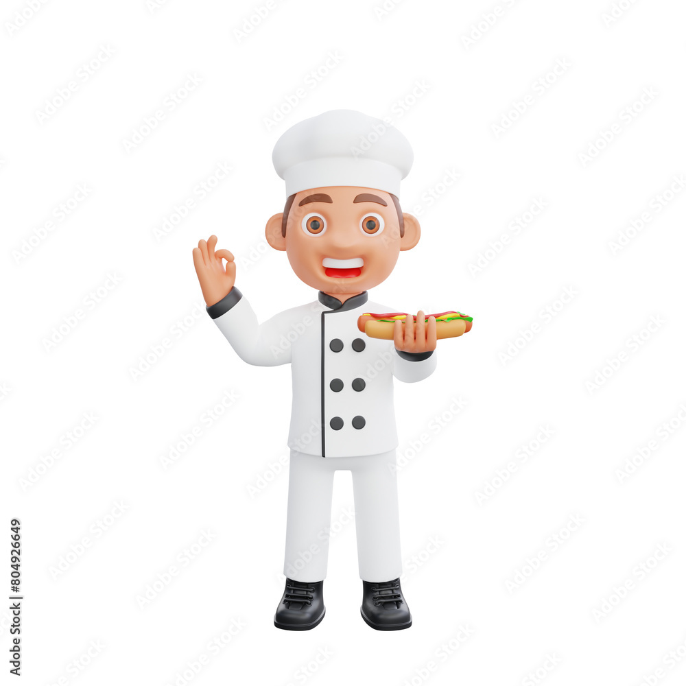 3D illustration of a chef cartoon character design 3D illustration of a chef cartoon character design