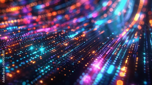 Wallpaper Mural Abstract digital background with glowing light lines and city lights. Torontodigital.ca