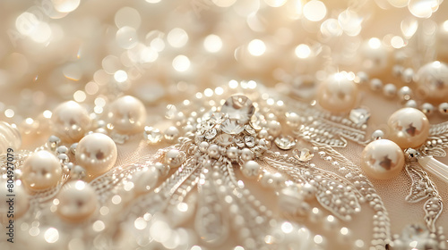 Close-up Shots Showcasing Intricate Beadwork on Bridal Dresses in Wedding Theme - Photo Real for Detailing the Intricate Beading on the Bridal Gown