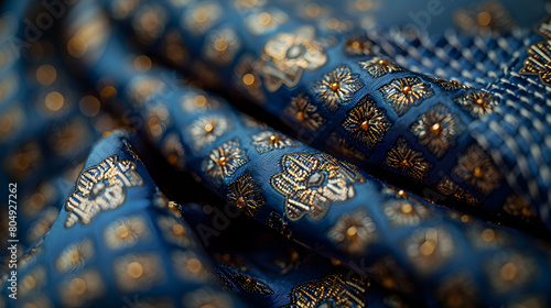 Exquisite Close-Up Shots of Groom's Tie Embroidery for Wedding Theme