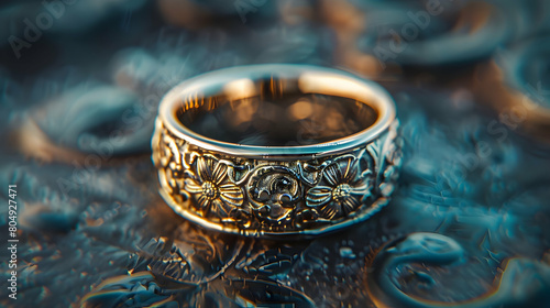 Macro Shots of Intricate Wedding Band Patterns in Wedding Theme for Detailed Realism