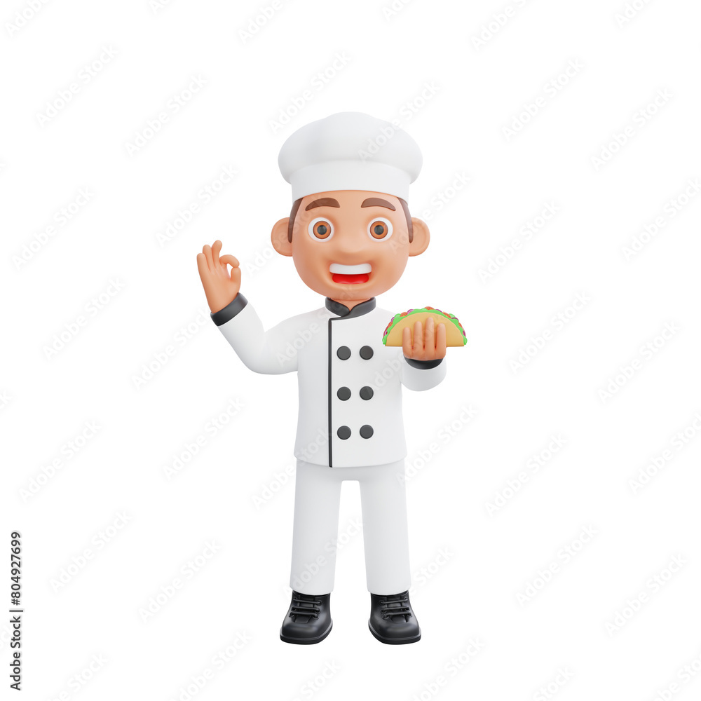 3D illustration of a chef cartoon character design 3D illustration of a chef cartoon character design