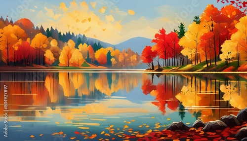  Imagine a calm lake mirroring the brilliant colors of autumn foliage that surrounds it. 