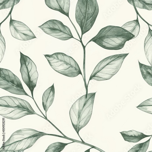 A seamless botanical watercolor illustration featuring a variety of green leaves  perfect for backgrounds  textiles  and eco-friendly concepts