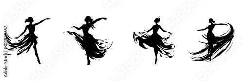 Hand drawn sketch of dancing women