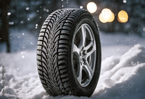  winter snow tyre auto automobile black car park road rubber silver slippery sphere sport surface traction vehicle wheel white 