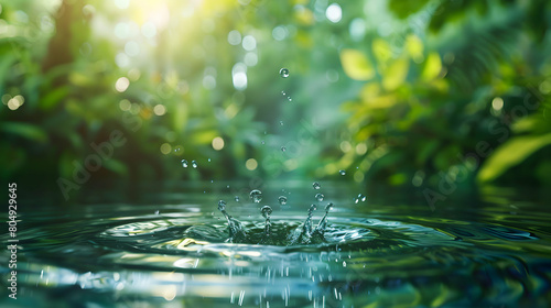 Preserving the Rainforest  Photo Real Close-Up of Echoing Droplet Embracing Lush Nature