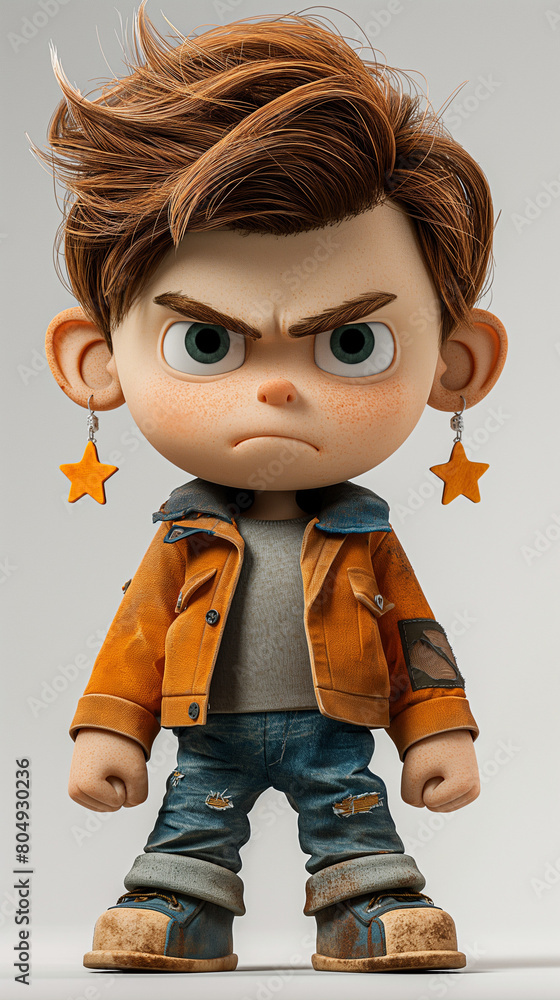 Friendly Cartoon Character with Brown Hair and Eyes. Friendly Cartoon Character with Brown Hair and Eyes.