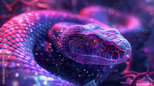 a psychedelic geometric snake in the DMT world