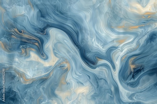 A  surface made of blue and gold colors  in the style of marble stone or paint colors ink mixing fluid.