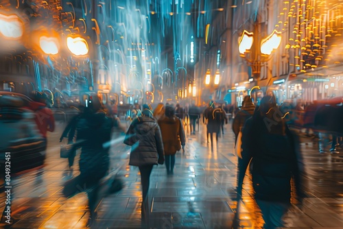 People walking on a busy street