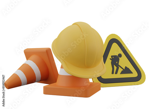 Quadro em tela Construction Site Safety3D Building Project Underway.3D rendering