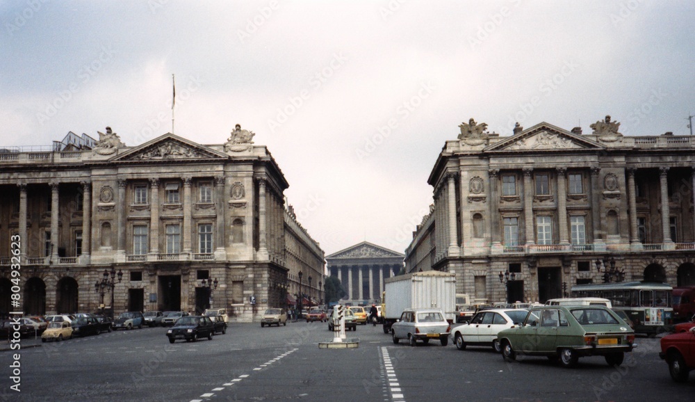 Fototapeta premium Vintage photo of Place de la Concorde in Paris, France - September 1982